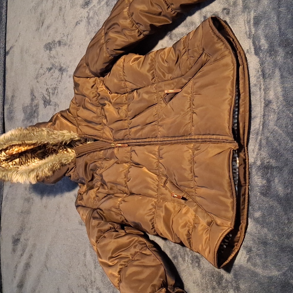 Ariat Women's Puffer Jackey Fur Lined Hood Large Bronze/Brown